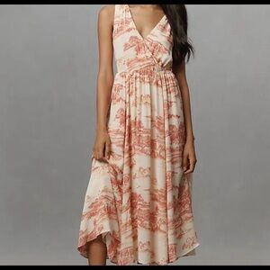 REFORMATION Ivory Combo Print Farah Sleeveless V-neck Midi Dress